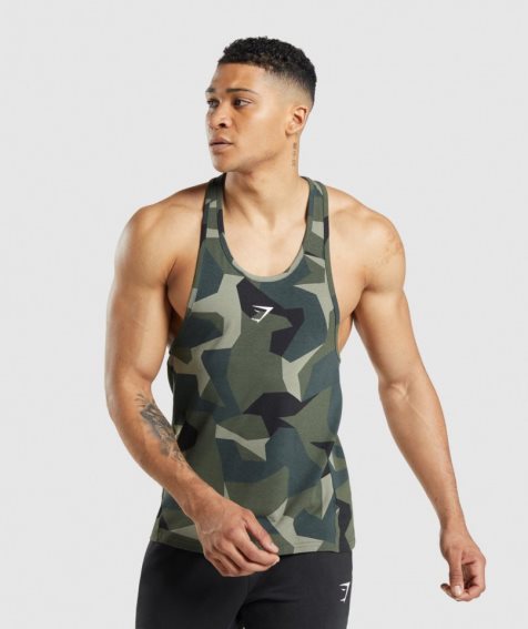 Men's Gymshark Critical Stringer Tanks Camo | NZ 8OGUWA